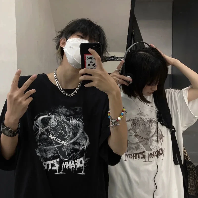 women's t-shirt Harajuku Punk Short Sleeve T-shirt Korean Loose Dark Print Top Oversized t-shirt Female clothing summer clothes
women's t-shirt Harajuku Punk Short Sleeve T-shirt Korean Loose Dark Print Top Oversized t-shirt Female clothing summer clothes