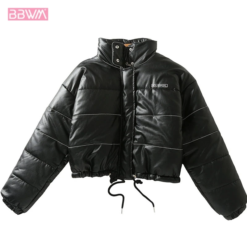 PU Winter New Line High Waist Warm Women's Cotton Coat Zipper Long Sleeve Reflective Strip Stand Collar Female Jacket Black Tops
PU Winter New Line High Waist Warm Women's Cotton Coat Zipper Long Sleeve Reflective Strip Stand Collar Female Jacket Black Tops