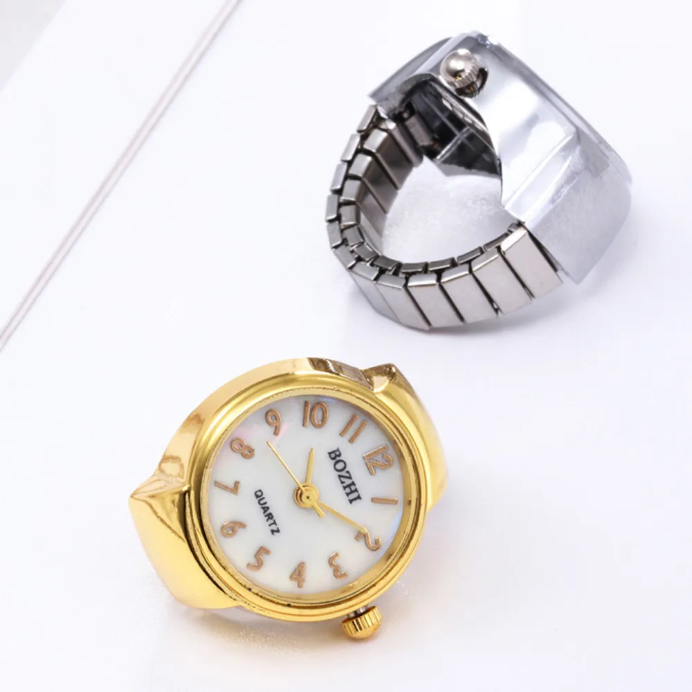 Фото Женские креативные кольцевые часы для девочек минималистичные золотистые и