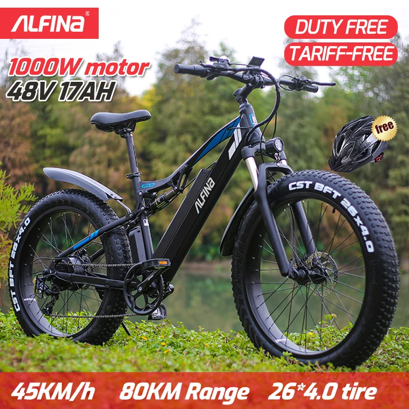(EU Stock)ALFINA FX-03 1000W электрический горный велосипед снежный 26-дюймовый
