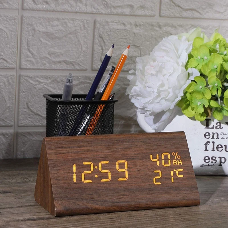 Hot Digital Alarm Clock Wooden LED Clock Time Display 3 Alarm Settings Humidity Temperature Detect for Bedroom Office
Hot Digital Alarm Clock Wooden LED Clock Time Display 3 Alarm Settings Humidity Temperature Detect for Bedroom Office