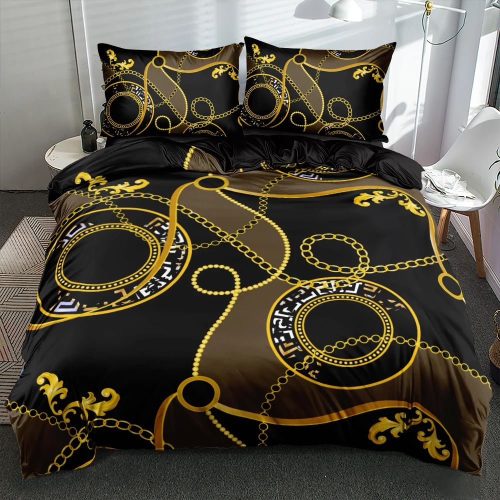 

3D Luxury Baroque Euro Bed Linen Black Blanket/Quilt Cover Set Twin Queen King Size 265x230cm Bed Linen Bedrooms Custom Design