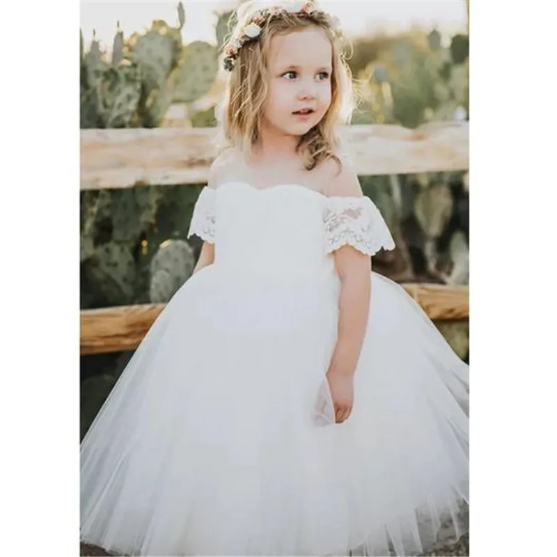 Cute Ivory White Off Shoulder A Line Flower Girl Dresses Lace Tulle Children Wedding Party Gowns
Cute Ivory White Off Shoulder A Line Flower Girl Dresses Lace Tulle Children Wedding Party Gowns