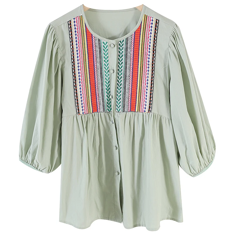 LY VAREY LIN Summer Female Loose Embroidery Colour White Green Shirt Women Casual O-neck Single Breasted Puff Sleeve Shirts Tops
LY VAREY LIN Summer Female Loose Embroidery Colour White Green Shirt Women Casual O-neck Single Breasted Puff Sleeve Shirts Tops