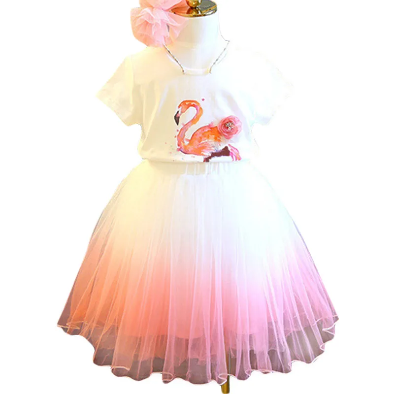 Summer Short Sleeve Animals Printed O Neck T Shirt Gradient Mesh Skirt Outfit Casual Cute Princess Clothes Set
Summer Short Sleeve Animals Printed O Neck T Shirt Gradient Mesh Skirt Outfit Casual Cute Princess Clothes Set