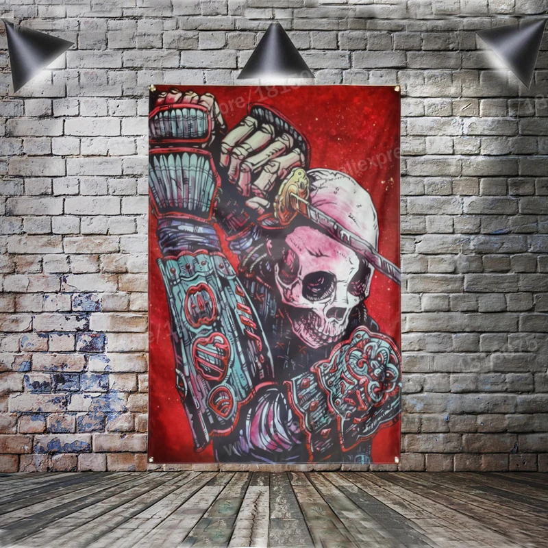 Skull Industry Japanese Tattoo Flag Banner Home Decoration Hanging Flag 4 Gromments In Corners 3*5FT 96* 144CM
Skull Industry Japanese Tattoo Flag Banner Home Decoration Hanging Flag 4 Gromments In Corners 3*5FT 96* 144CM