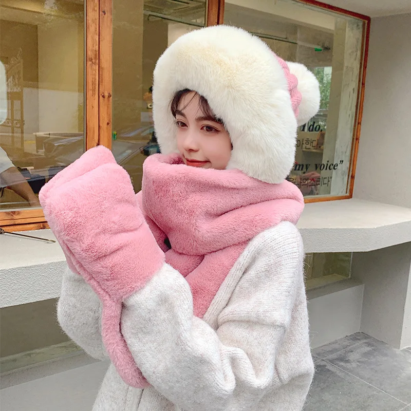 Korean Style Autumn Winter Outdoor Thickened Warm Hat Scarf Gloves Three Piece Set White Pink Yellow Wool Ball Cap Cute Beanies
Korean Style Autumn Winter Outdoor Thickened Warm Hat Scarf Gloves Three Piece Set White Pink Yellow Wool Ball Cap Cute Beanies