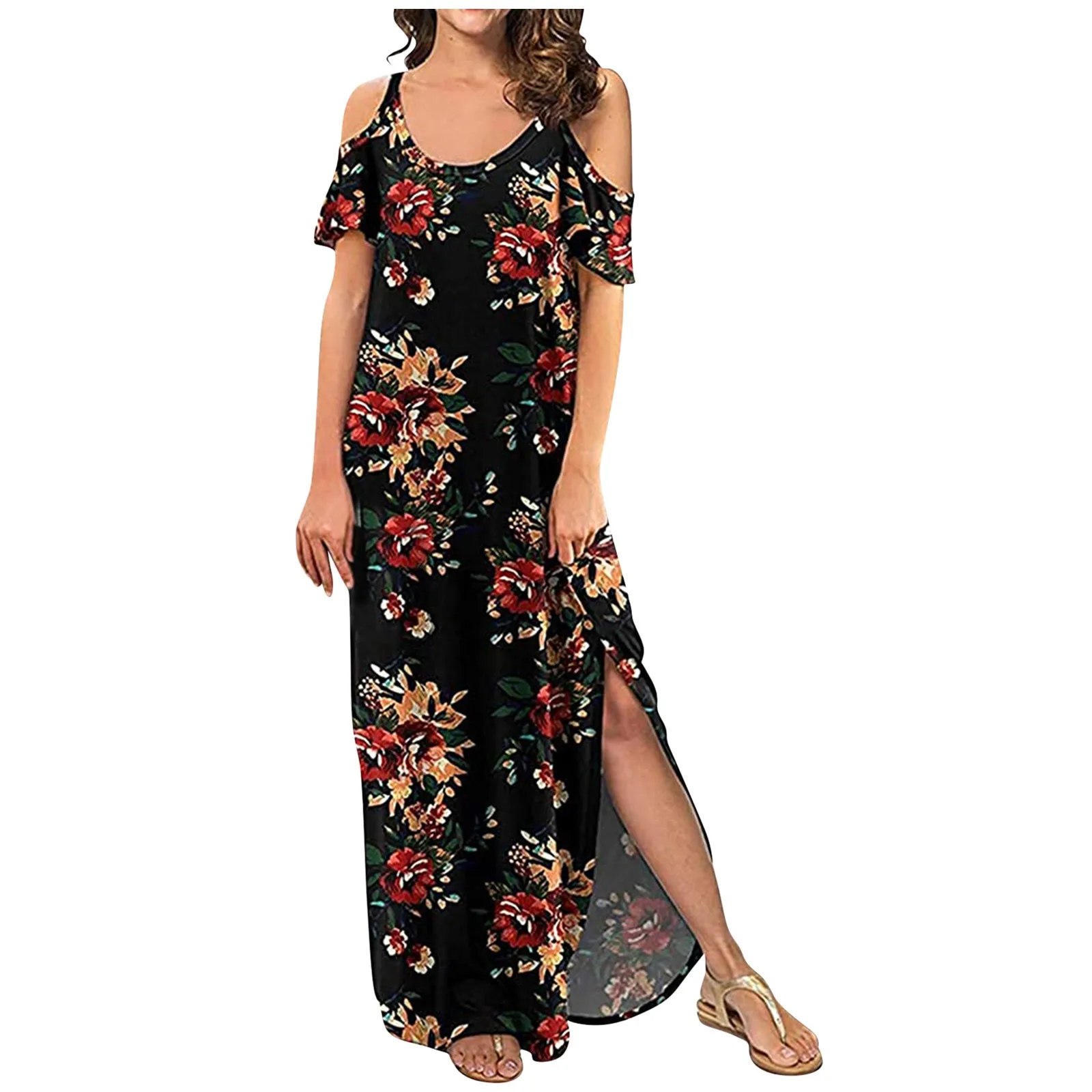 40# Split Bohemia Maxi Dress Women Cold Shoulder Loose Long Dress Short Sleeve Beach Chiffon Dresses For Women 2021 Robe t
40# Split Bohemia Maxi Dress Women Cold Shoulder Loose Long Dress Short Sleeve Beach Chiffon Dresses For Women 2021 Robe t