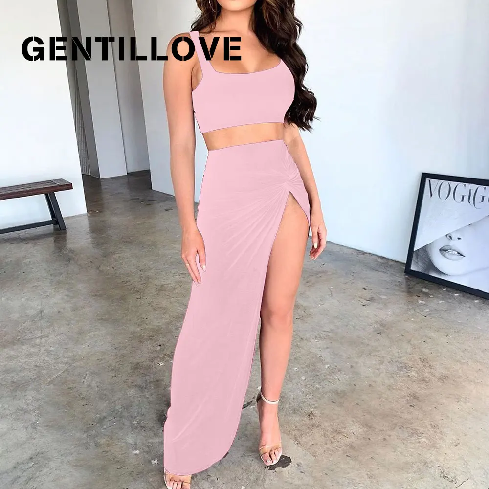 Gentillove 2021 Women Summer High Waist Split Sexy Solid Vest Top And Long Skirt Two Piece Set Irregular Pleated Party Club Suit
Gentillove 2021 Women Summer High Waist Split Sexy Solid Vest Top And Long Skirt Two Piece Set Irregular Pleated Party Club Suit