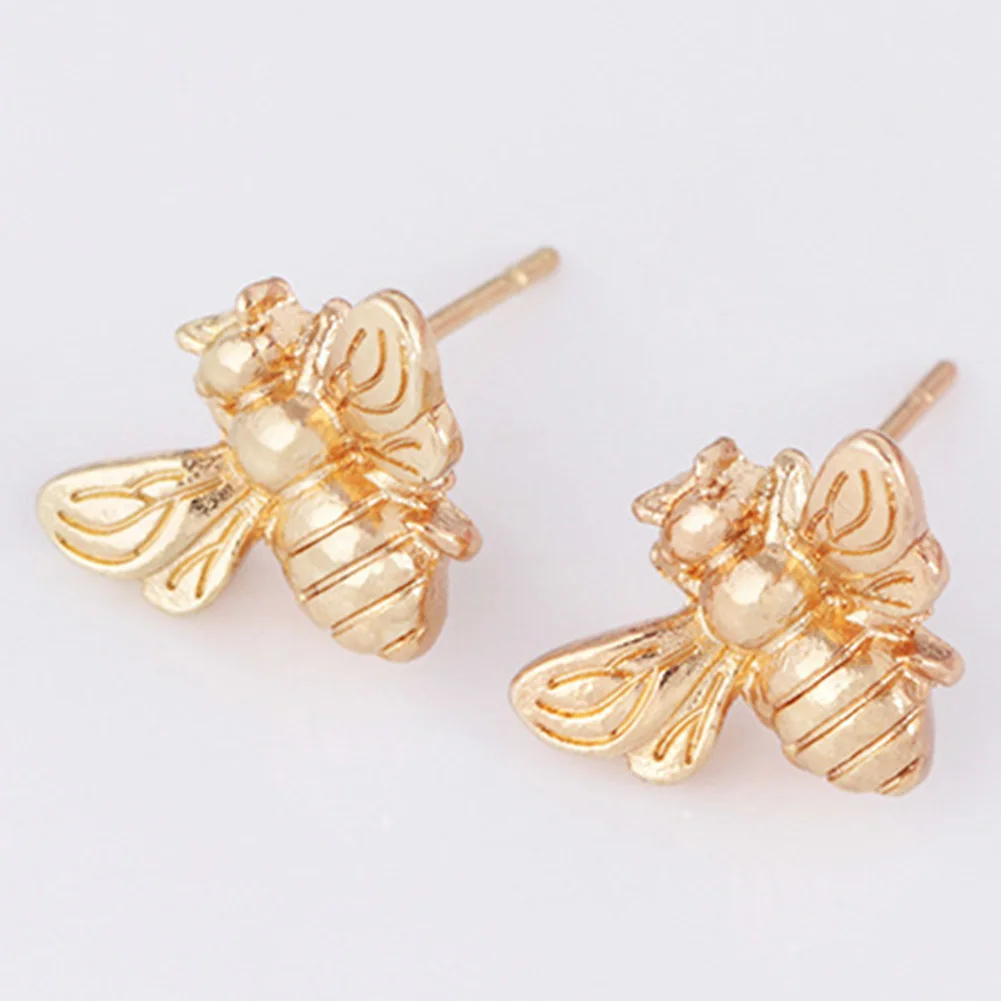 Фото Женские серьги гвоздики в виде пчелы золотого/серебряного цвета|Серьги-гвоздики|