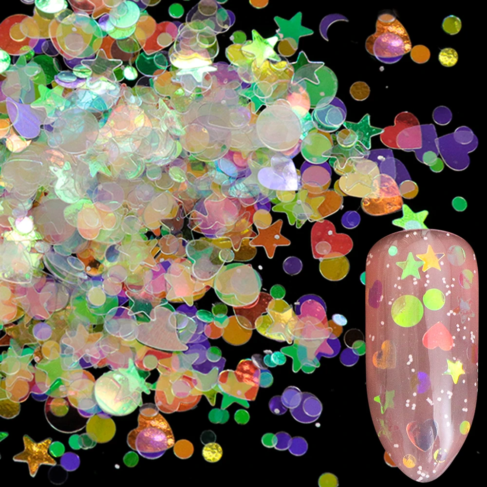 1 box Holographic Nail Glitter Mix Star Round Heart Flakes Mermaid Mirror Irregular Paillette Sequins 3D Nail Art Decor TR680/AB
1 box Holographic Nail Glitter Mix Star Round Heart Flakes Mermaid Mirror Irregular Paillette Sequins 3D Nail Art Decor TR680/AB