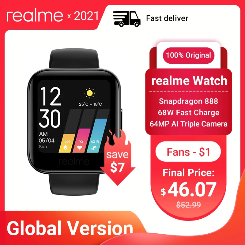 realme Watch Smart Watch Heart Rate Blood-oxygen Monitor Notifications IP68 Sports 1.4" Touchscreen Personalized Watch Faces
realme Watch Smart Watch Heart Rate Blood-oxygen Monitor Notifications IP68 Sports 1.4" Touchscreen Personalized Watch Faces