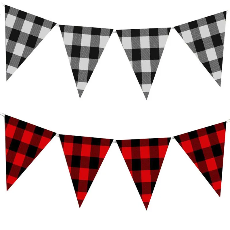 

Buffalo Plaid Flag Banner Lumberjack Pennant Banner Lumberjack Birthday Baby Shower Party Decoration Party Supplies
