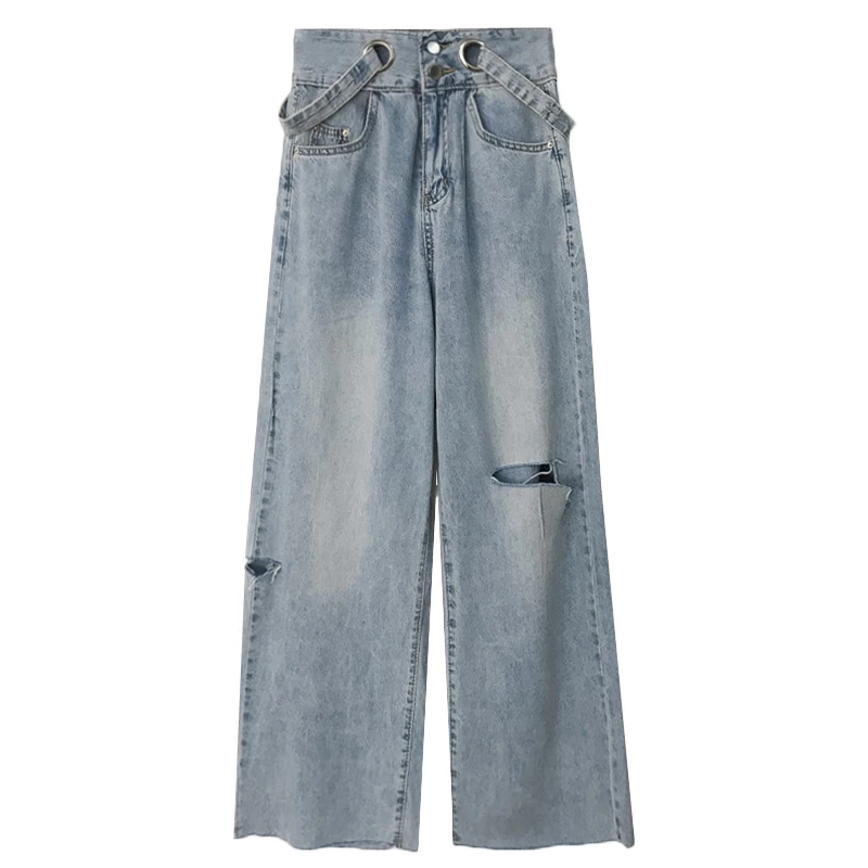 Ripped Denim Wide Leg Women's Autumn High Waist Loose Drooping Straight Internet Popular Mop Pants Ins Super
Ripped Denim Wide Leg Women's Autumn High Waist Loose Drooping Straight Internet Popular Mop Pants Ins Super