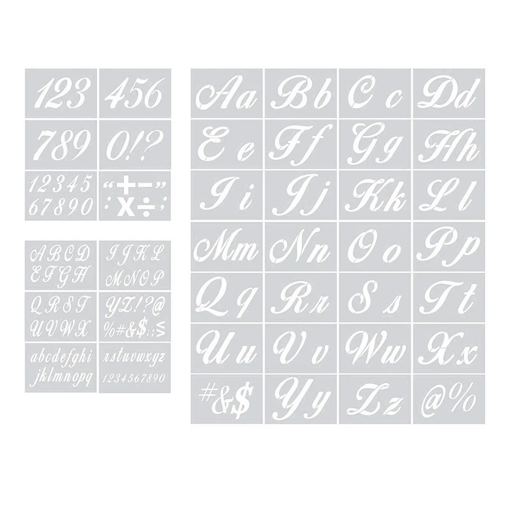 NEW 40pcs Reusable Plastic Art Craft Alphabet Stencils with Calligraphy Font Upper and Lowercase Letters
NEW 40pcs Reusable Plastic Art Craft Alphabet Stencils with Calligraphy Font Upper and Lowercase Letters