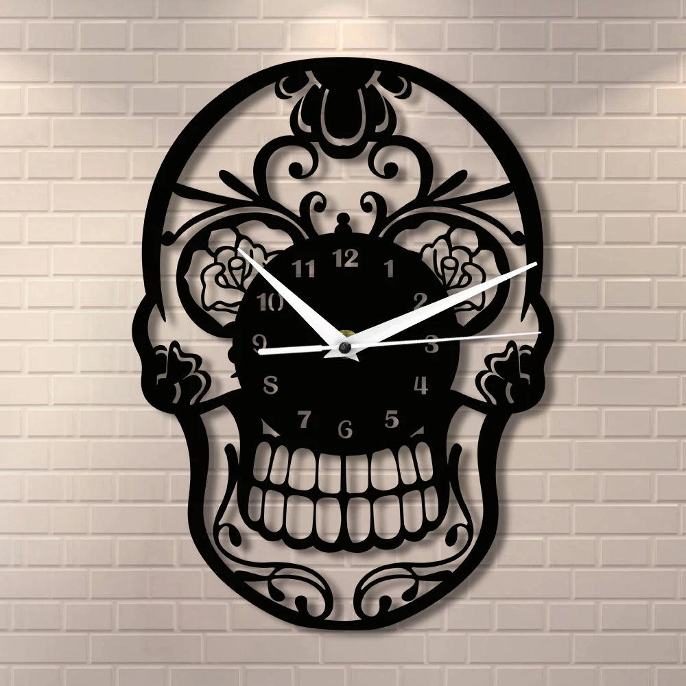 Декоративные настенные часы с черепом День мертвых сахаров Мексиканский череп