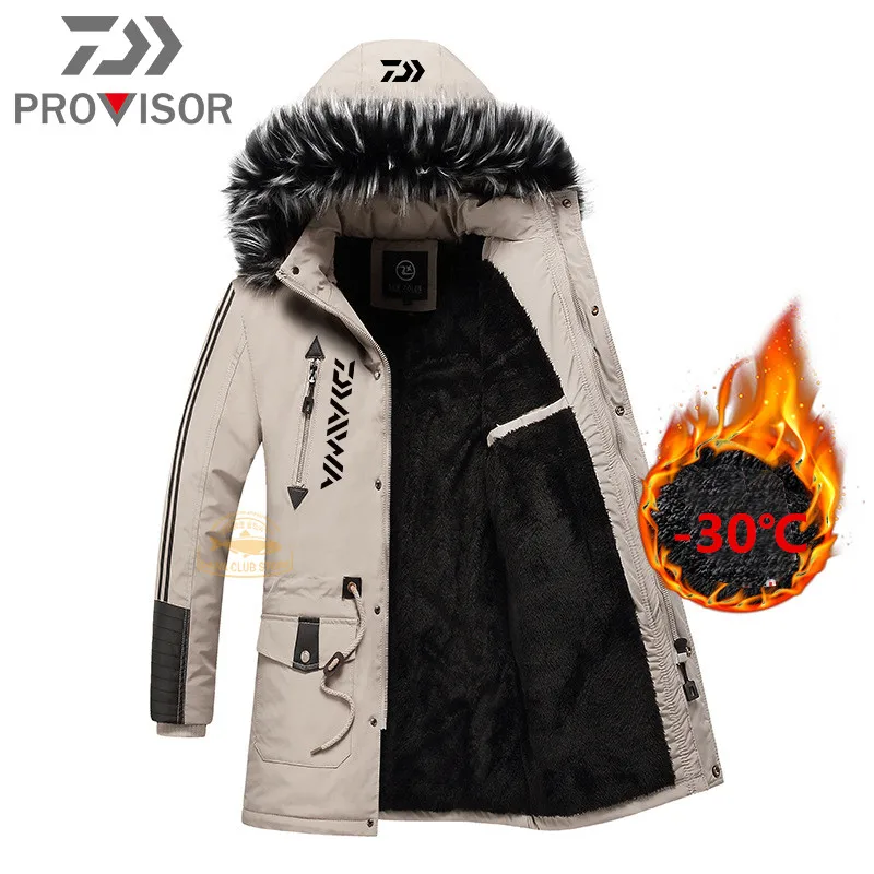 DAIWA Fishing Clothing Autumn Winter Waterproof Warm Fishing Jackets Men Fleece Thick Outdoor Fur Collar Fishing Jackets 
DAIWA Fishing Clothing Autumn Winter Waterproof Warm Fishing Jackets Men Fleece Thick Outdoor Fur Collar Fishing Jackets