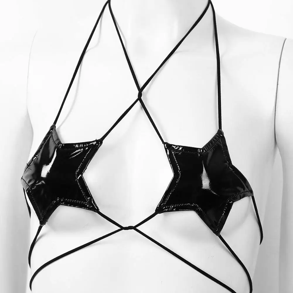 Sexy Women Patent Leather Star Cover Up Bras Tops Bralette Halter Neck Strappy Crop Top String Bikini Lingerie
Sexy Women Patent Leather Star Cover Up Bras Tops Bralette Halter Neck Strappy Crop Top String Bikini Lingerie