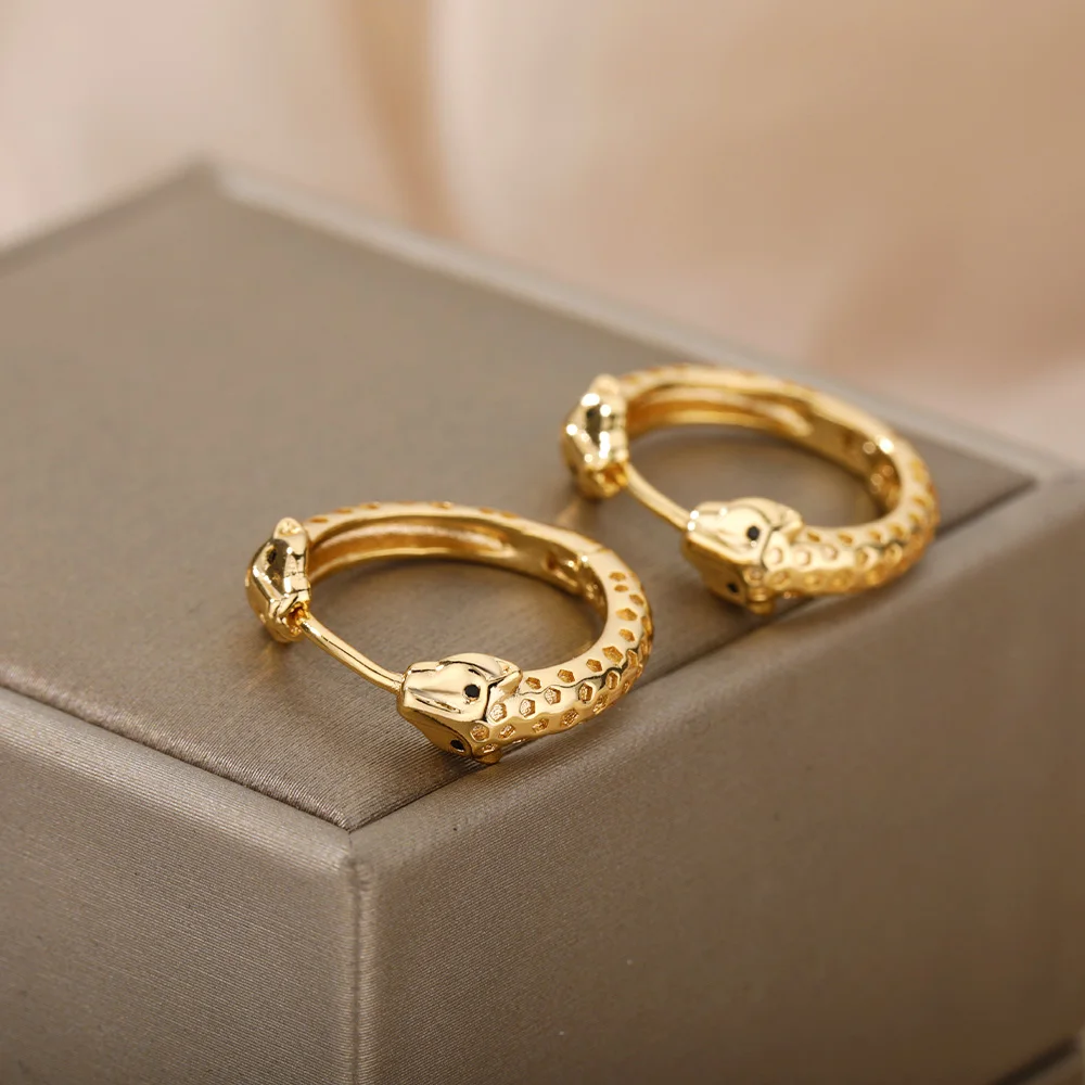 Punk Snake Hoop Earrings for Women Girl Stainless Steel Gold Round Animal Snake Earring Christmas Jewelry Gift Bijoux Femme
Punk Snake Hoop Earrings for Women Girl Stainless Steel Gold Round Animal Snake Earring Christmas Jewelry Gift Bijoux Femme