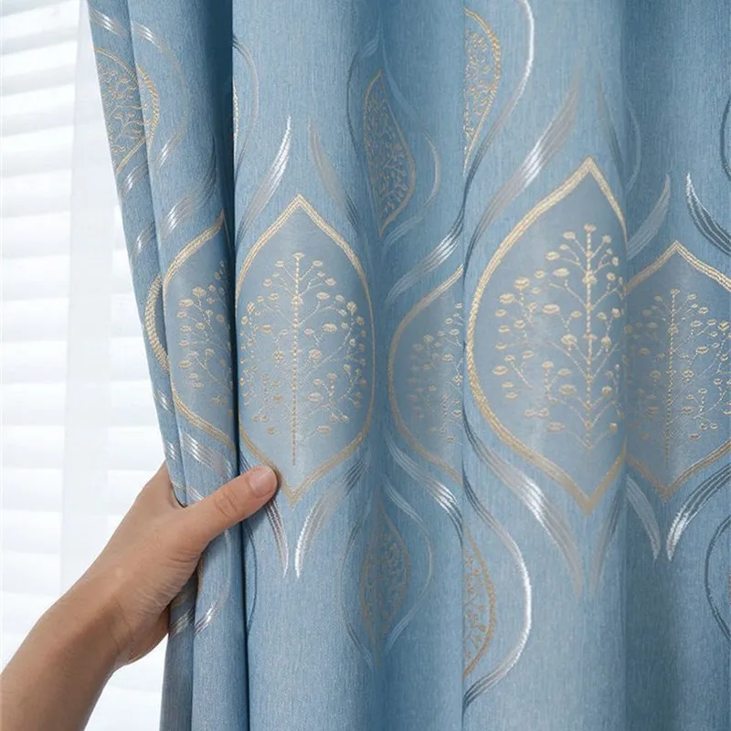 Занавеска для спальни высотой 310 см новый стиль 4 цвета на выбор синяя Роскошная