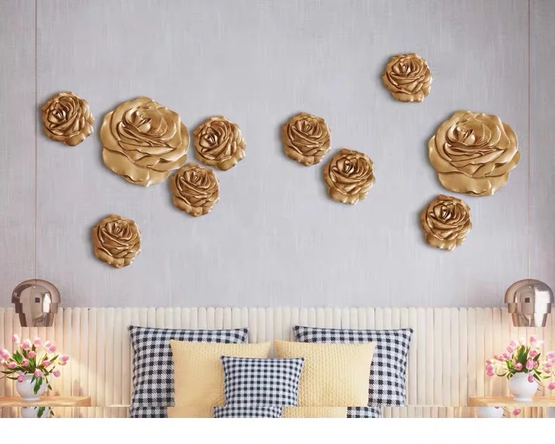 creative golden 3D rose wall decorations for living room resin flower wall hangings for bedroom background wall
creative golden 3D rose wall decorations for living room resin flower wall hangings for bedroom background wall