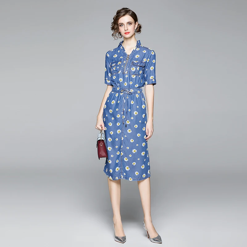 JSXDHK Runway Designer Summer Cowboy Dress 2022 New Women Fashion Daisy Print V Neck Denim Dress Vintage Elastic Waist Vestidos
JSXDHK Runway Designer Summer Cowboy Dress 2022 New Women Fashion Daisy Print V Neck Denim Dress Vintage Elastic Waist Vestidos