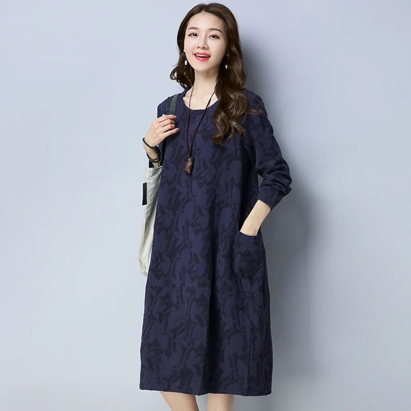Spring new Cotton and Linen O-Neck Dress Women Casual Large size Loose Knee-Length dress vintage Print Long Sleeve dress women
Spring new Cotton and Linen O-Neck Dress Women Casual Large size Loose Knee-Length dress vintage Print Long Sleeve dress women