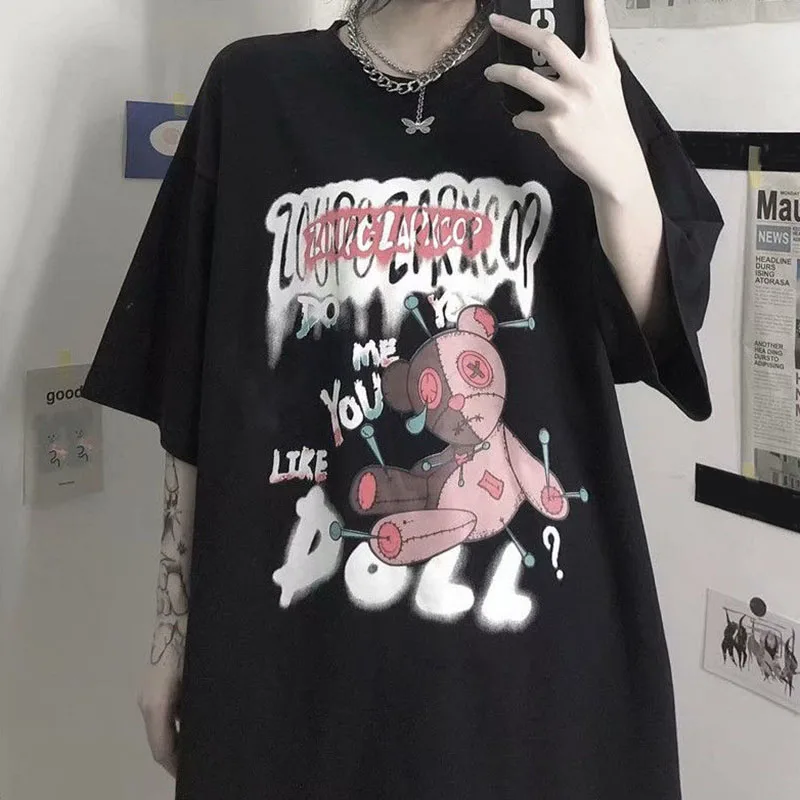 Summer Harajuku Bear Print Graphic T Shirts Women 2021 Goth Oversized Emo Alt Clothes Aesthetic E Girl Punk Tee Shirt Tops
Summer Harajuku Bear Print Graphic T Shirts Women 2021 Goth Oversized Emo Alt Clothes Aesthetic E Girl Punk Tee Shirt Tops