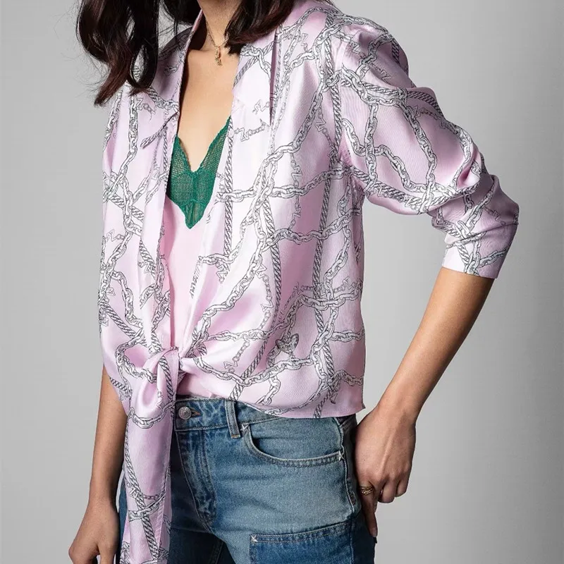 2022 Spring Women Chain Print Blouses Femme Lace-up Turn-down Collar Single Breasted Vintage Long Sleeve Top Ladies Shirts
2022 Spring Women Chain Print Blouses Femme Lace-up Turn-down Collar Single Breasted Vintage Long Sleeve Top Ladies Shirts