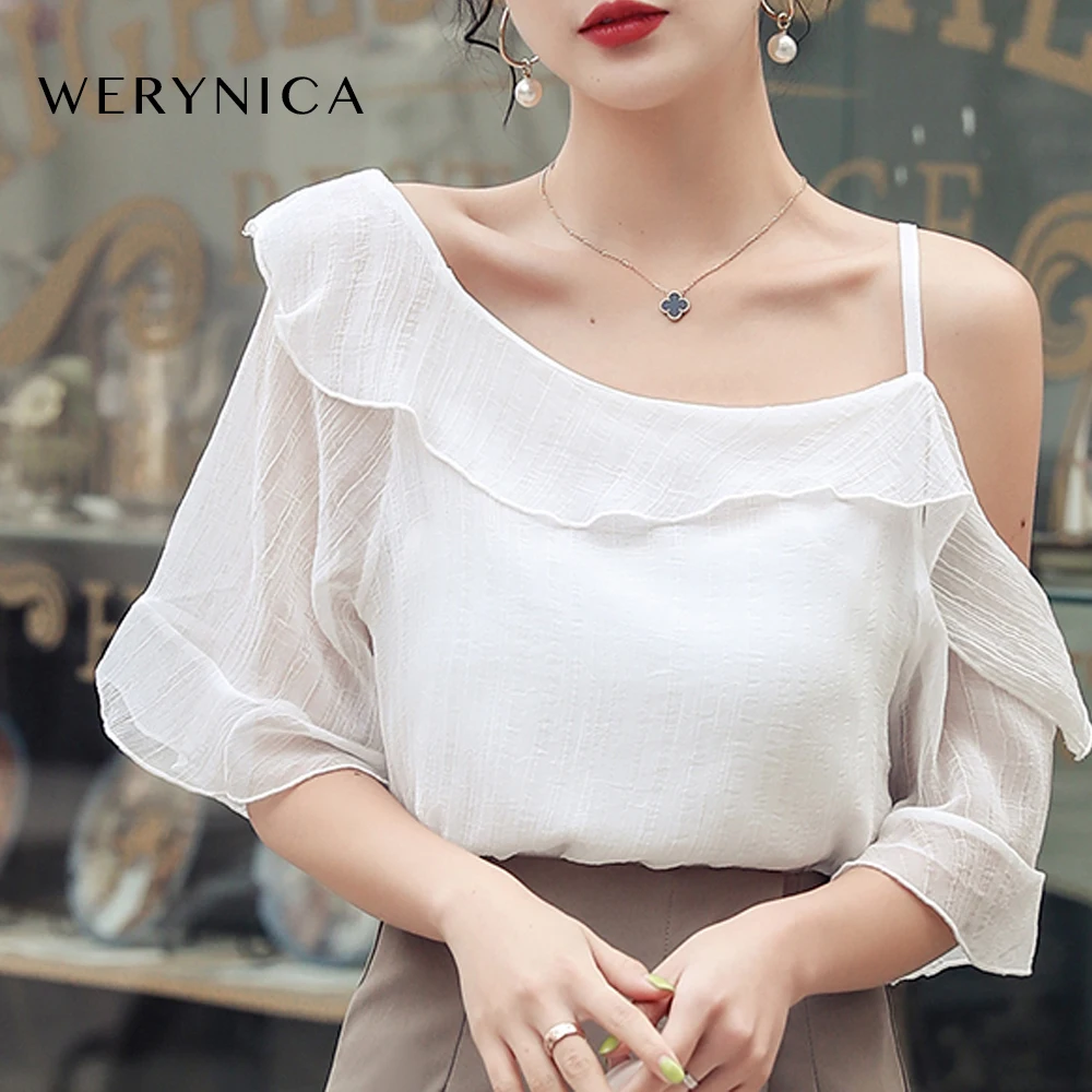 WERYNICA новая весенняя женская Милая шифоновая блузка с оборками с коротким рукавом Милая Женская Повседневная модная белая рубашка Стильные ...
WERYNICA новая весенняя женская Милая шифоновая блузка с оборками с коротким рукавом Милая Женская Повседневная модная белая рубашка Стильные ...