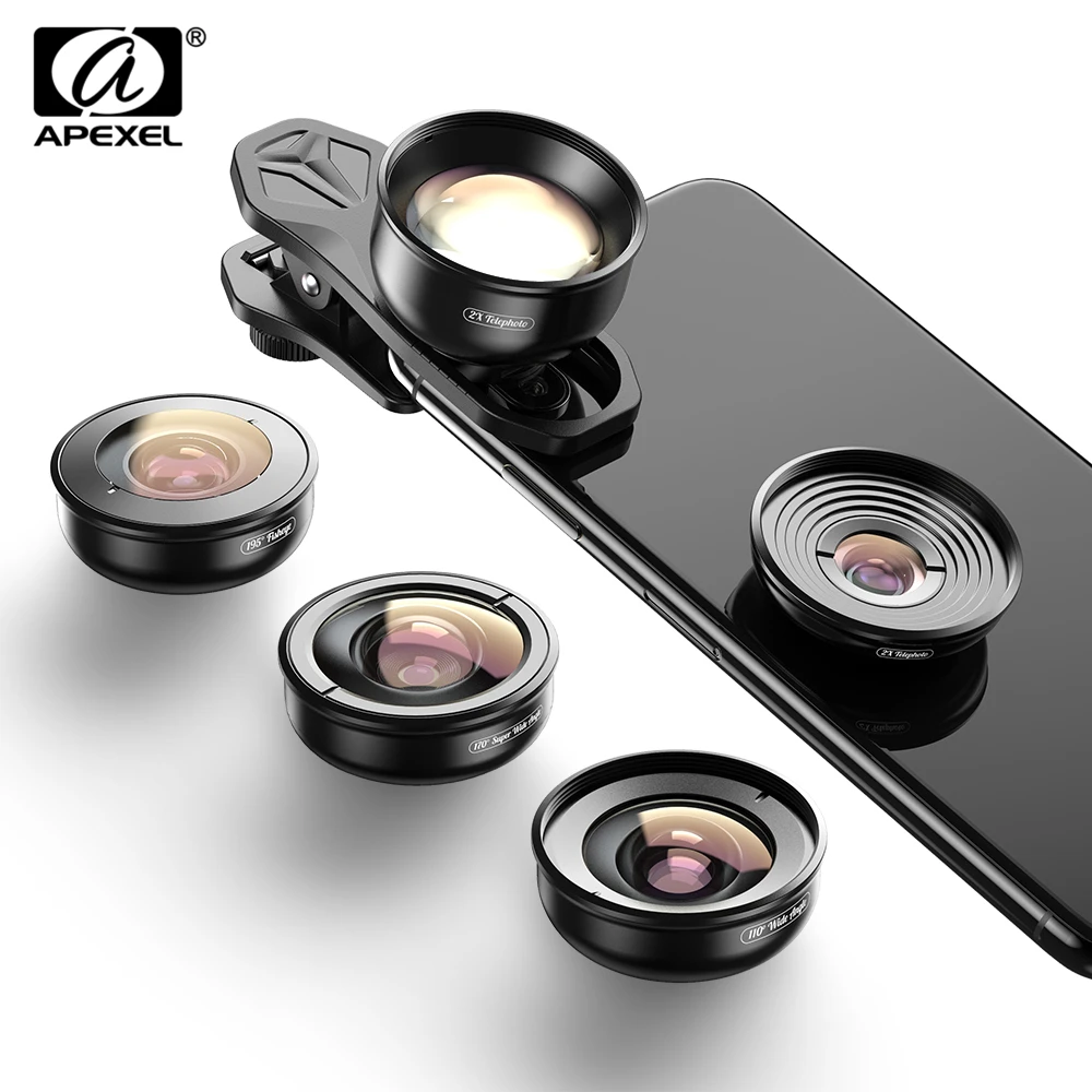 APEXEL 4K Lens Kit 5 in 1 Camera Portrait Wide Macro Lens Super Fisheye Lens CPL Filter for Mobile iPhone Samsung all cellphones
APEXEL 4K Lens Kit 5 in 1 Camera Portrait Wide Macro Lens Super Fisheye Lens CPL Filter for Mobile iPhone Samsung all cellphones