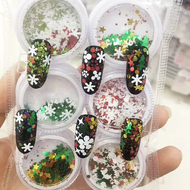 6 jar Christmas MIX Confetti Sequin Glitter Tumbler for Christmas Nail DIY Decoration Snowflake/star Tree Nail Sequin Flake HJ2S
6 jar Christmas MIX Confetti Sequin Glitter Tumbler for Christmas Nail DIY Decoration Snowflake/star Tree Nail Sequin Flake HJ2S