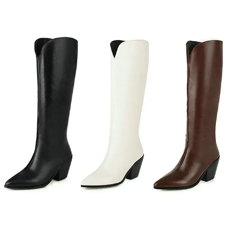 Nice Pop Winter Women Western Boots Fashion Slip On Knee High Boots Ladies Wedges High Heel Pointed Toe Long Boots Black White
Nice Pop Winter Women Western Boots Fashion Slip On Knee High Boots Ladies Wedges High Heel Pointed Toe Long Boots Black White