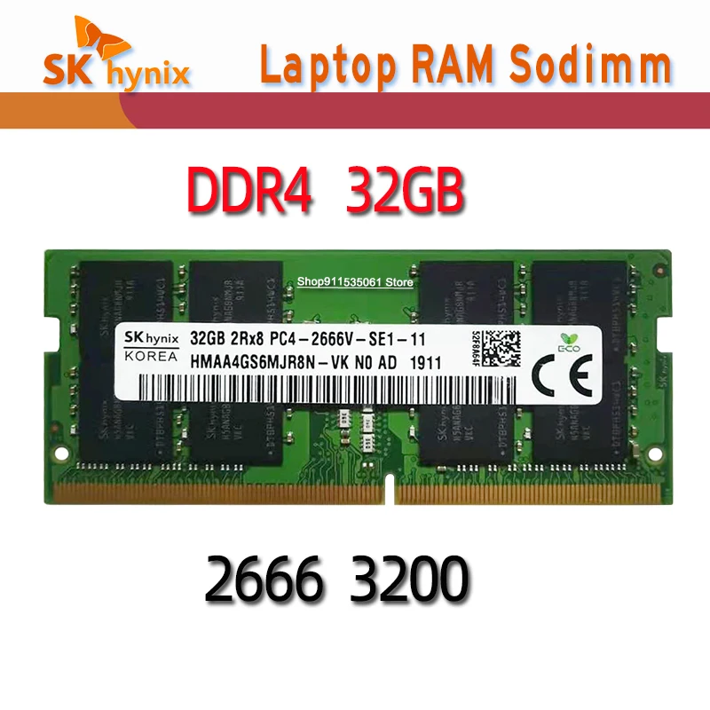 

SK Hynix Laptop ddr4 ram 8GB 4GB 16GB PC4 2133MHz 2400MHz 2666Mhz 2400T 2133P 2666v 3200AA DIMM notebook Memory 4g 8g 16g 32GB