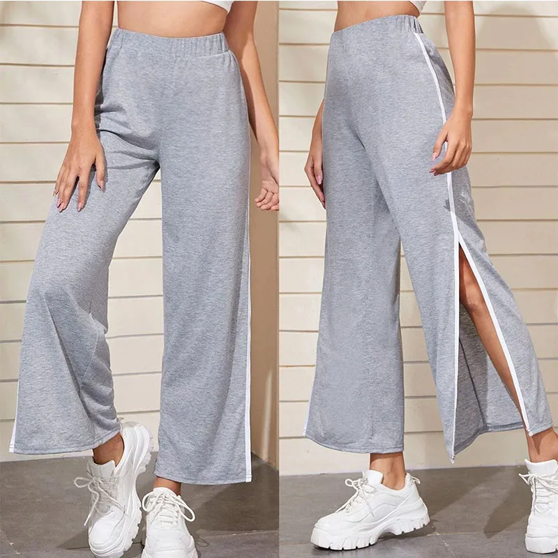Fashion Side Slit Female Trousers New 2020 Autumn Summer Spring Solid Color Long Pants Women Loose Elastic Waist Wide Leg Pants
Fashion Side Slit Female Trousers New 2020 Autumn Summer Spring Solid Color Long Pants Women Loose Elastic Waist Wide Leg Pants