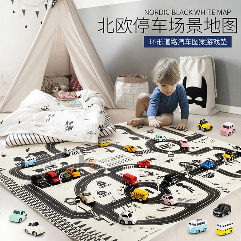 Nordic 130*100 plus size Parking Lot Card Play Mat Waterproof/road signs/Alloy Model Car For Children Educational Toys
Nordic 130*100 plus size Parking Lot Card Play Mat Waterproof/road signs/Alloy Model Car For Children Educational Toys
