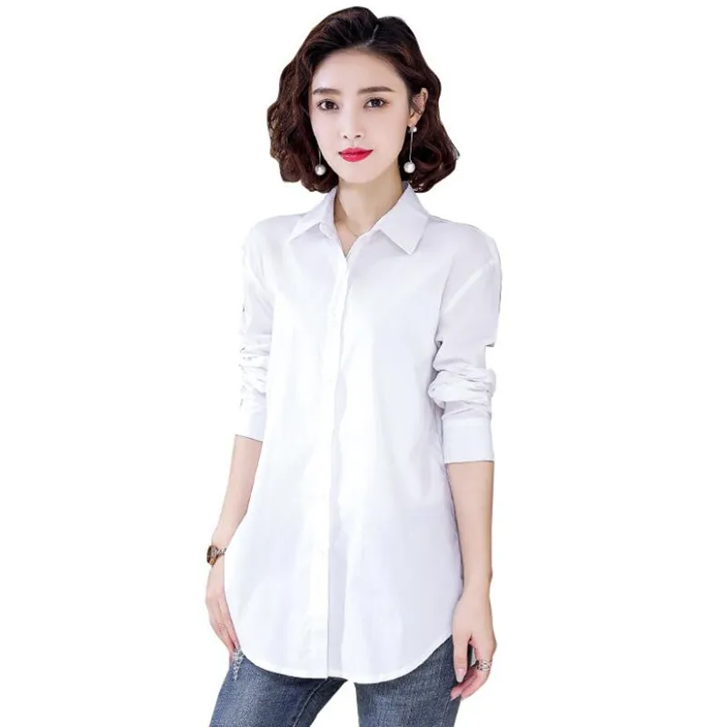 Cotton Blouses Women Blue White Solid Color Casual Shirts Female OL Long Shirts Blouses S846
Cotton Blouses Women Blue White Solid Color Casual Shirts Female OL Long Shirts Blouses S846