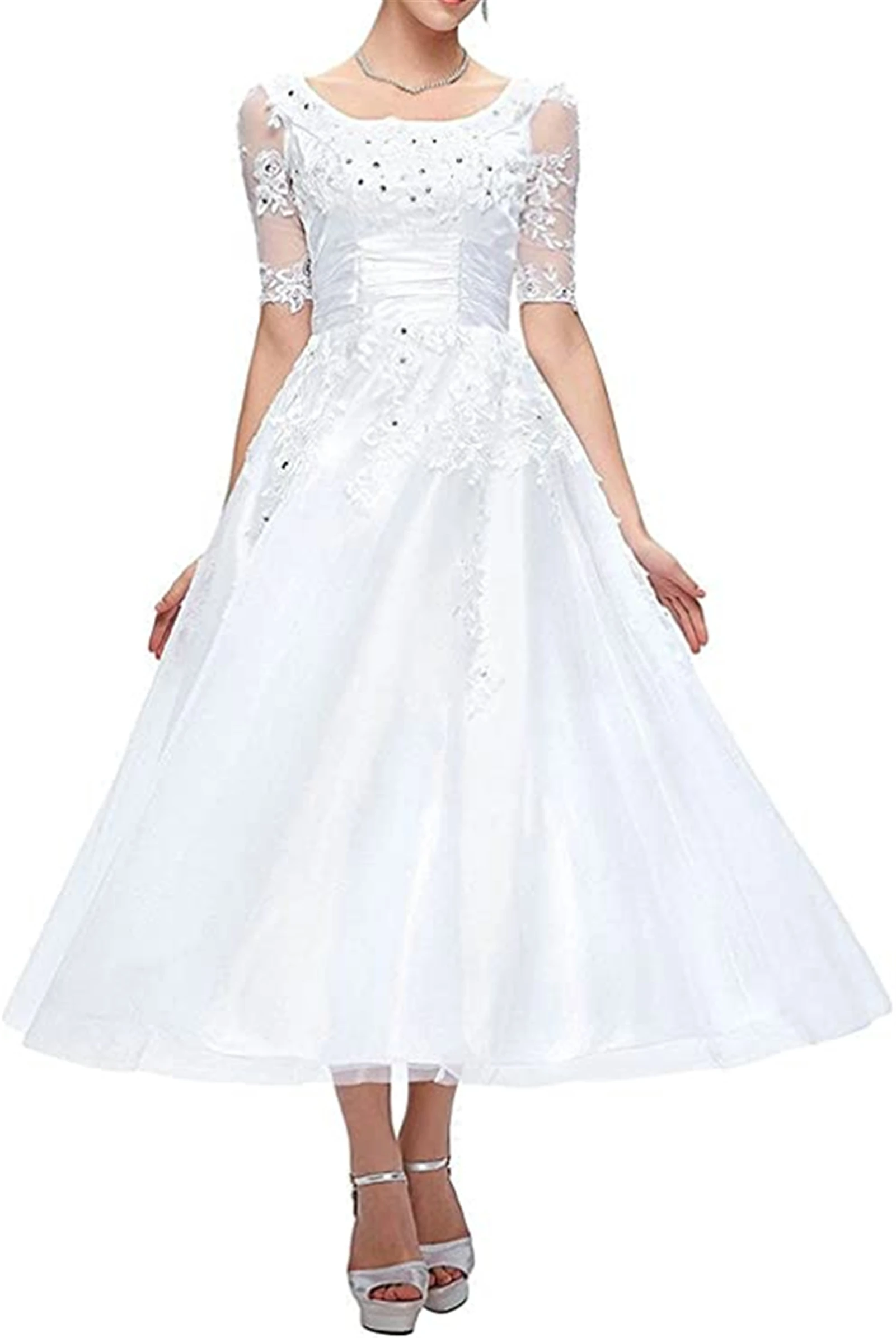 Simple A-line White Tulle scoop Lace Appliques Beading Beach Wedding Dresses Backless Short Lace-Up Wedding Bridal Dresses
Simple A-line White Tulle scoop Lace Appliques Beading Beach Wedding Dresses Backless Short Lace-Up Wedding Bridal Dresses
