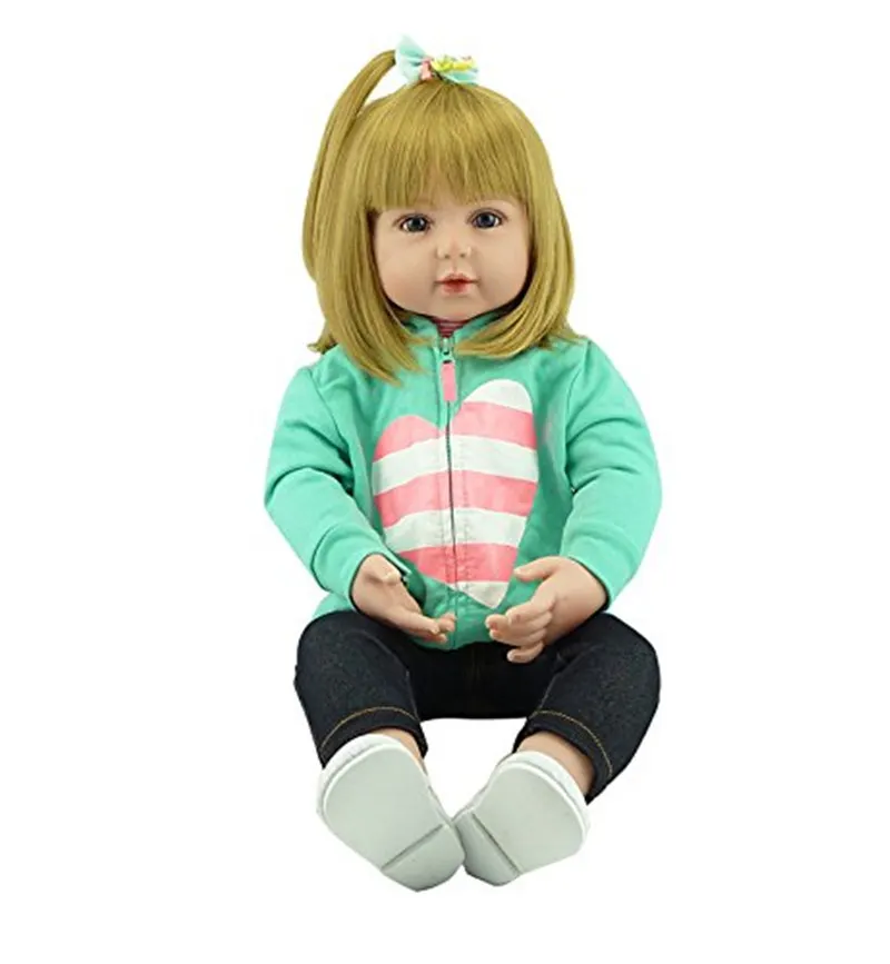 Кукла реборн NPK 60 см 23 дюйма силиконовая Реалистичная кукла-младенец парик для