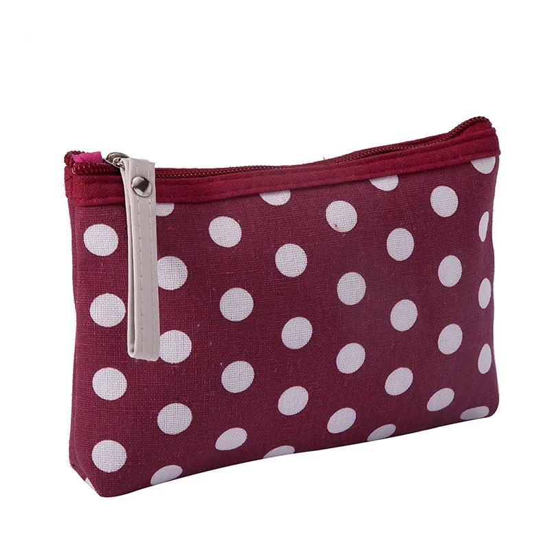 Polka Dot Canvas Makeup Bags Portable Travel Cosmetic Storage Bag Ladies Sunscreen Facial Mask Organizer Zipper Coin Purse New |