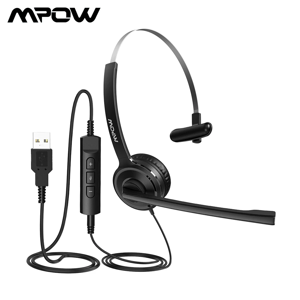 Проводная USB-гарнитура Mpow, стерео наушники 3,5 мм для компьютера с функцией отключения звука, шумоподавления, микрофоном и регулятором громко... 
Проводная USB-гарнитура Mpow, стерео наушники 3,5 мм для компьютера с функцией отключения звука, шумоподавления, микрофоном и регулятором громко...