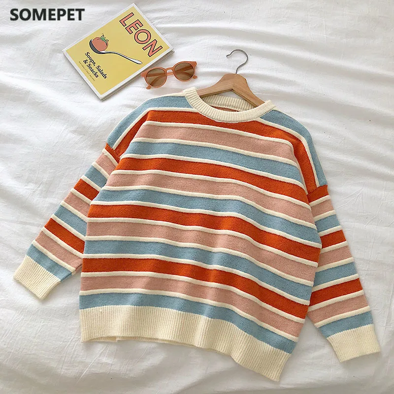 New Women Stripe Sweater Autumn Winter Loose Long Sleeve Pullover Tops Korean Ladies Knitted Patchwork Korean Sweaters
New Women Stripe Sweater Autumn Winter Loose Long Sleeve Pullover Tops Korean Ladies Knitted Patchwork Korean Sweaters