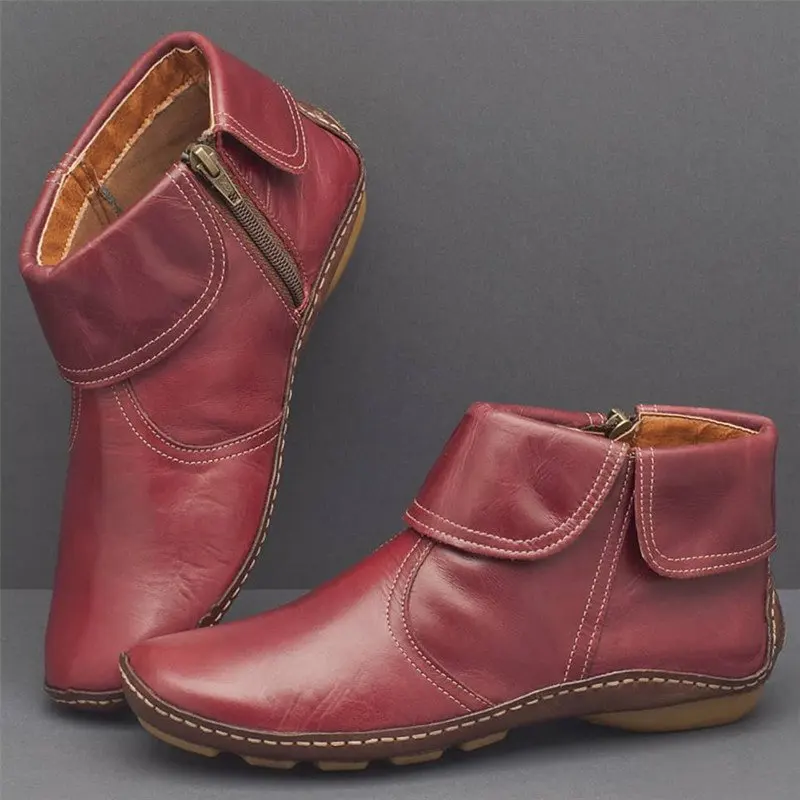 Women's PU Leather Ankle Boots Women Autumn Winter Red Brown Vintage Women Punk Boots Flat Ladies Shoes Side Zipper Boots
Women's PU Leather Ankle Boots Women Autumn Winter Red Brown Vintage Women Punk Boots Flat Ladies Shoes Side Zipper Boots