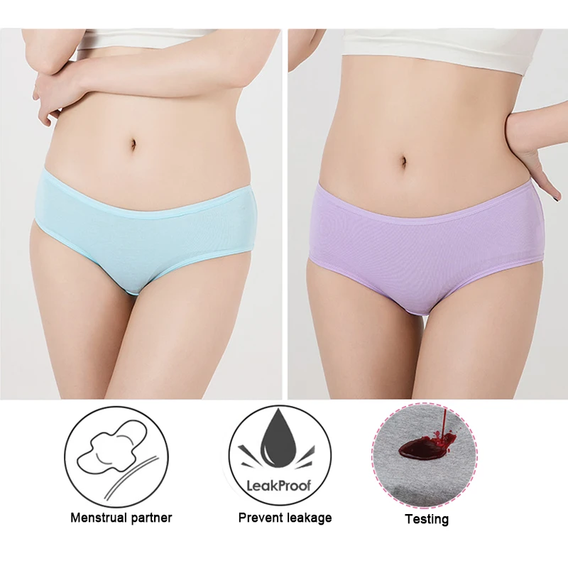 

2pc Female Underpants Leakproof Women Menstrual Panties Waterproof Physiological Period Briefs Cotton Lady Menstruation Nnickers