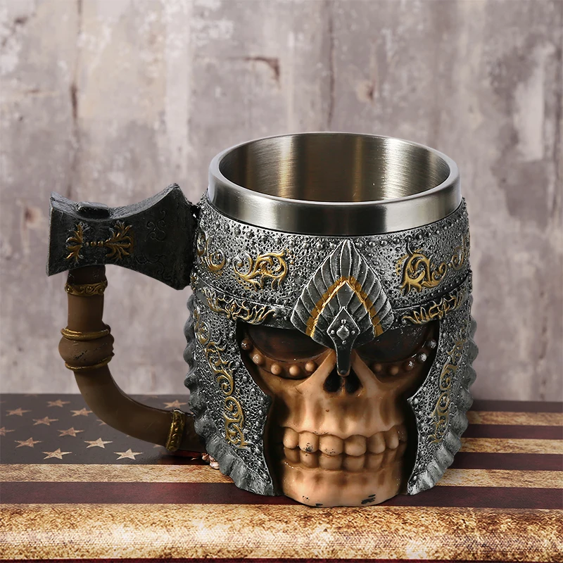 1 шт 3D топор ePacket ручка Viking Warrior 450 мл череп кружка Готический Танкард Хэллоуин
