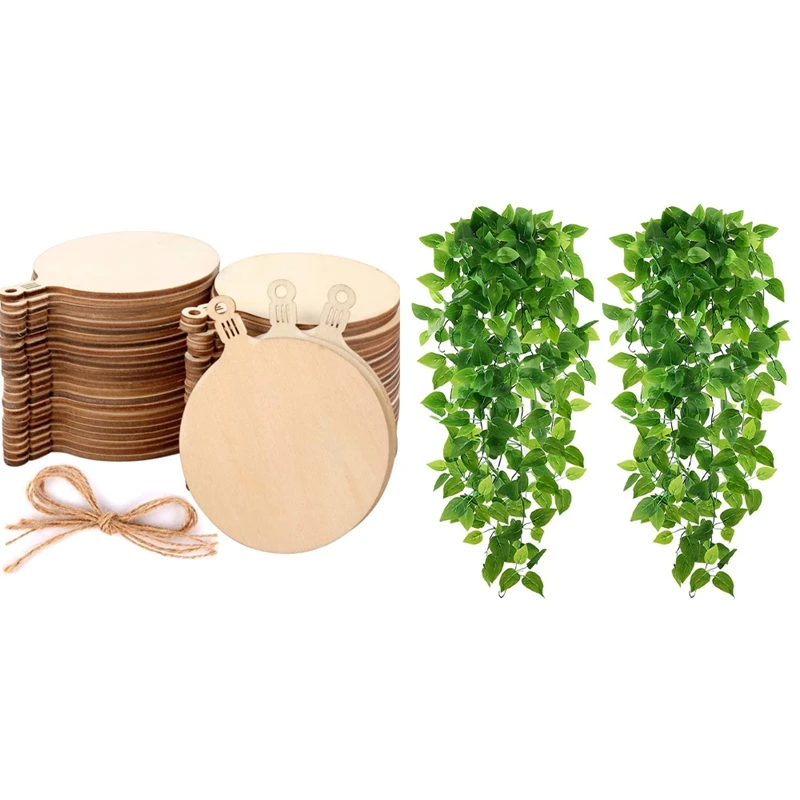 100Pcs DIY Wooden Christmas Balls Craft Decoration Hanging Tag Ornaments & 2 Pcs Artificial Hanging Plants 3.6Ft
100Pcs DIY Wooden Christmas Balls Craft Decoration Hanging Tag Ornaments & 2 Pcs Artificial Hanging Plants 3.6Ft