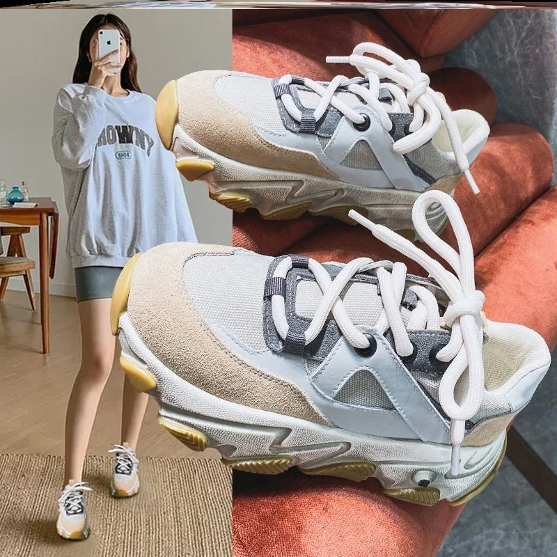 Chunky Sneakers Casual Genuine Leather Woman Shoes Fashion Dad Soles Mesh Breathable Ladies Mixed Colors Running Footwear 2021
Chunky Sneakers Casual Genuine Leather Woman Shoes Fashion Dad Soles Mesh Breathable Ladies Mixed Colors Running Footwear 2021