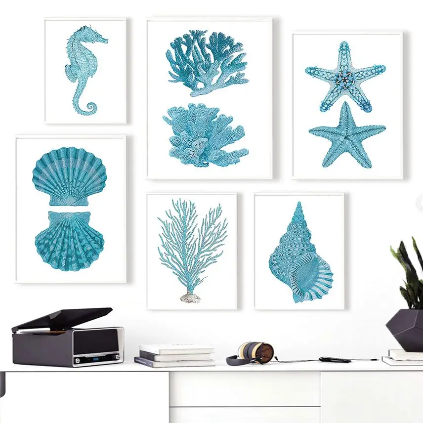 Conch Scallop Seahorse Starfish Coral Vintage Nordic Posters And Prints Wall Art Canvas Painting Pictures For Living Room Decor
Conch Scallop Seahorse Starfish Coral Vintage Nordic Posters And Prints Wall Art Canvas Painting Pictures For Living Room Decor