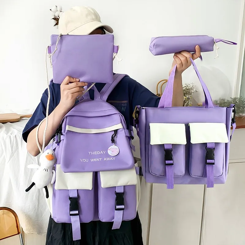4pcs Fashion Women's Backpack Trendy Canvas Waterproof School Bag For Girls Large Capacity Backpacks With Many Pockets
4pcs Fashion Women's Backpack Trendy Canvas Waterproof School Bag For Girls Large Capacity Backpacks With Many Pockets