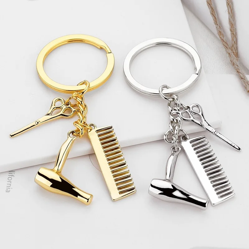 New Key Ring Hair Dryer Scissors Comb Metal Pendants Simulation Keychain Dresser Present Hairdresser Cute Mini Pendant Gift
New Key Ring Hair Dryer Scissors Comb Metal Pendants Simulation Keychain Dresser Present Hairdresser Cute Mini Pendant Gift